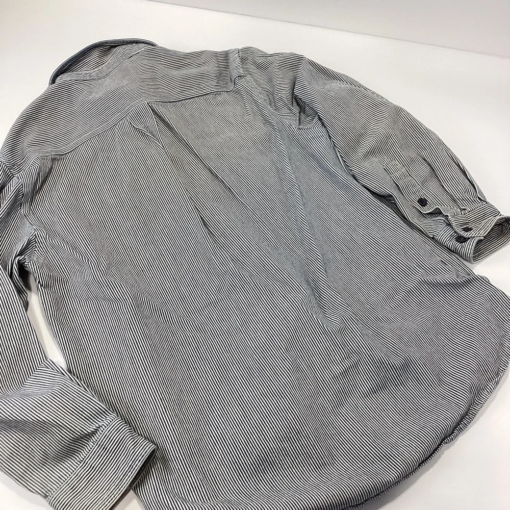 Vintage Carhartt Blue and White Striped Long Sleeve Work Shirt Logger Style M - Picture 7 of 8